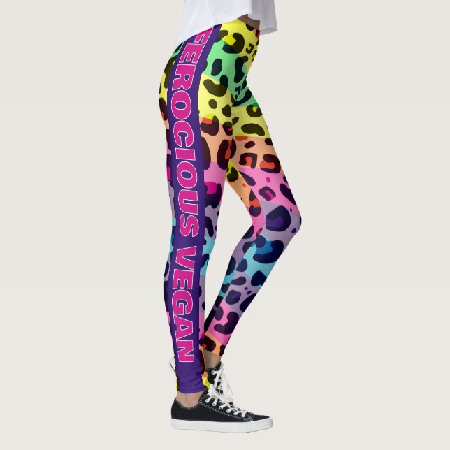 Leggings Impresión feroz del leopardo arcoiris del Vegan vi (Derecha)