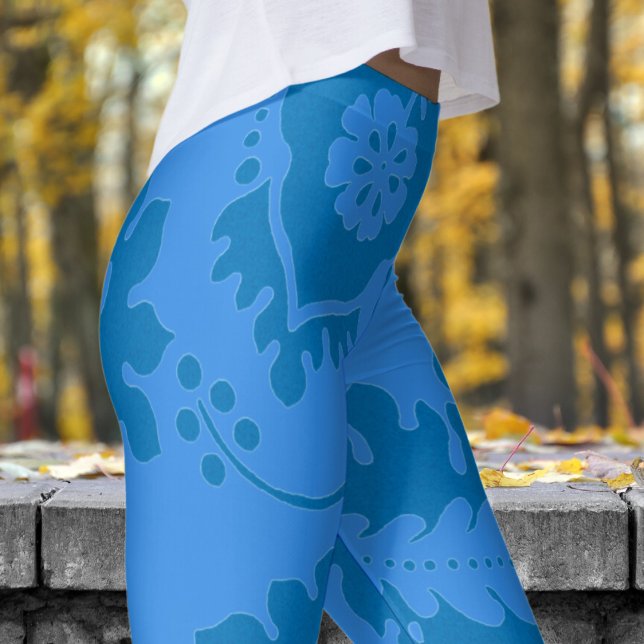 Leggings Impresión floral azul y azul en francés (Blue and Chic Bleu de France)