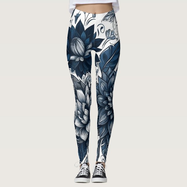 Leggings Impresión floral azul y blanca (Anverso)