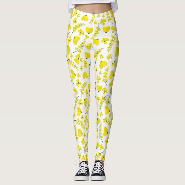 Leggings Impresión floral en forma de corazón amarillo sobr (Anverso)