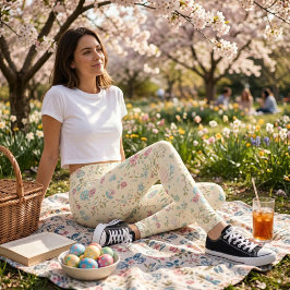 Leggings Impresión floral primaveral linda - Floral pequeña