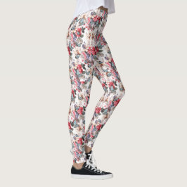 Leggings Impresión floral rosa y azul vintage
