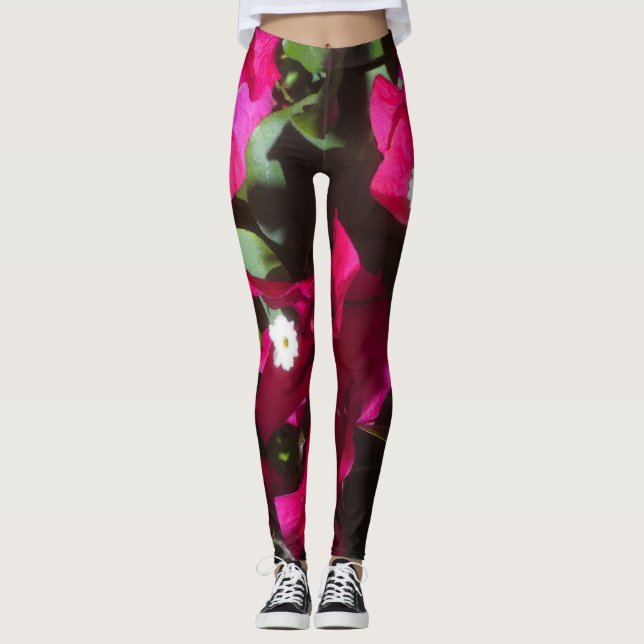 Leggings Impresión floral tropical, modo retro (Anverso)