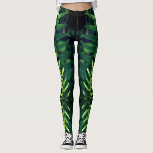 Leggings Impresión fresca de la hoja del helecho en