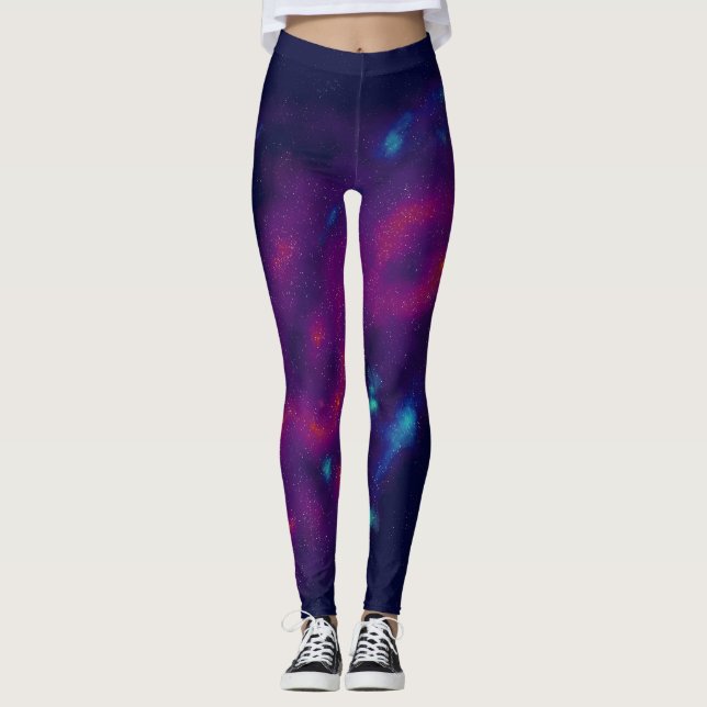 Leggings Impresión galáctica púrpura y azul (Anverso)