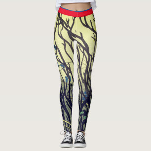 LEGGINGS IMPRESIÓN JAPONESA DE LAS RAMAS IMPRESAS