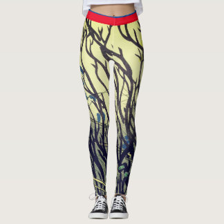 LEGGINGS IMPRESIÓN JAPONESA DE LAS RAMAS IMPRESAS