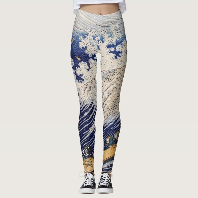 Leggings IMPRESIÓN JAPONESA del AMOR WOODBLOCK del KANJI de (Anverso)