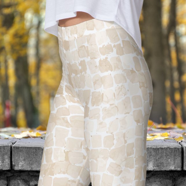 Leggings Impresión másica blanca de piedra delgada (Stone Mosiac Leggings)