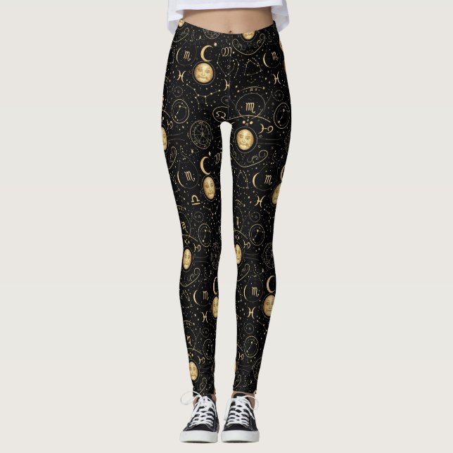 Leggings Impresión Mística del Zodiaco (Anverso)