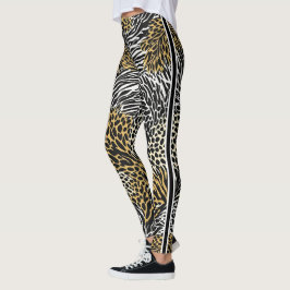 Leggings Impresión mixta de tigre de leopardo de cebra