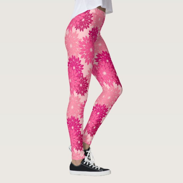 Leggings Impresión moderna de kimono floral, rosa coral (Derecha)