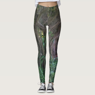 Leggings Impresión oscura fresca del Tress del bosque