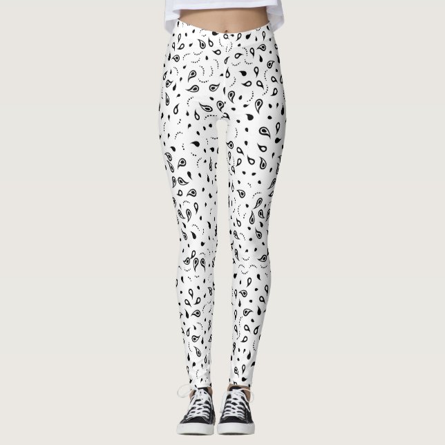 Leggings Impresión paisley en blanco y negro (Anverso)