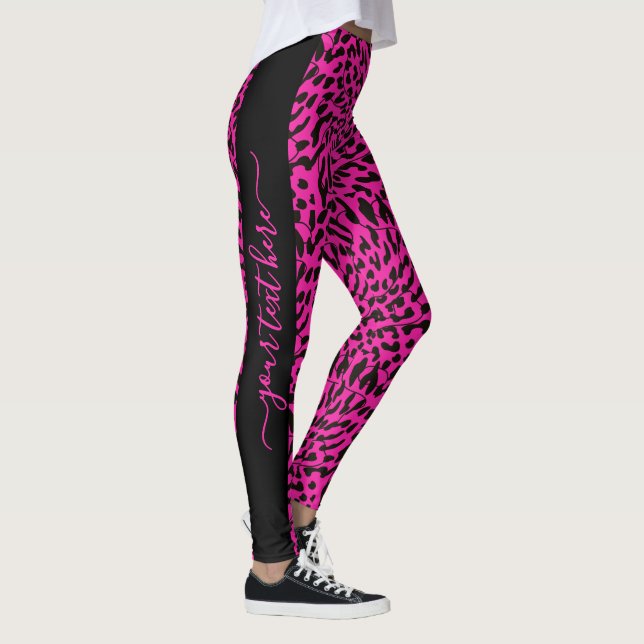 Leggings Impresión personalizada de añadir texto Leopardo r (Derecha)