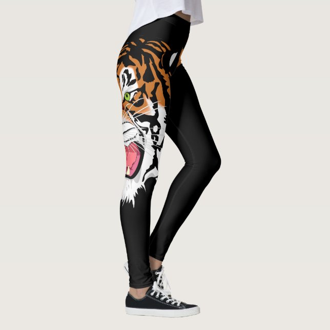 Leggings Impresión principal del tigre del rugido en las (Derecha)