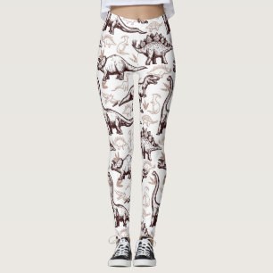 Leggings Impresión retra del dinosaurio