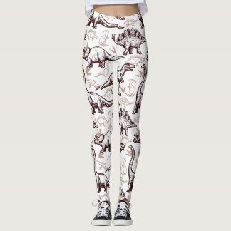 Leggings Impresión retra del dinosaurio