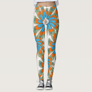 Leggings Impresión textil de resumen de floral de raster