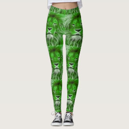 Leggings Impresión verde de la cabeza del león