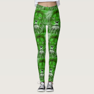 Leggings Impresión verde de la cabeza del león