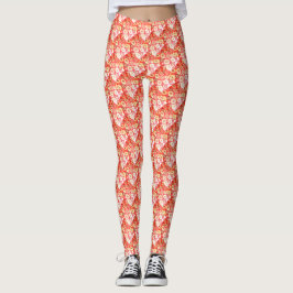 Leggings Impresionante diseño floral rojo blanco