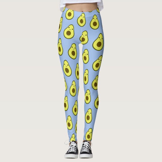 Leggings Impresionante patrón de aguacates de Kawaii (Anverso)