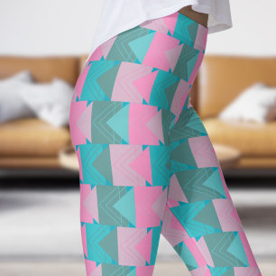 Leggings Impresionante patrón de flechas Verde azuladas y r