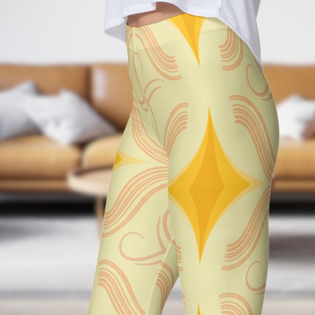 Leggings Impresionante Patrón De Giro Amarillo Oro (Swirl on PaleGoldenrod)