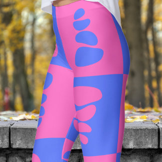 Leggings Impresionante patrón de guijarros azules y rosas