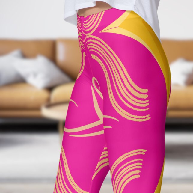 Leggings Impresionante Patrón De Swirl Rosa (Swirl on Hot Pink)