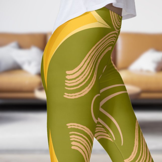 Leggings Impresionante Patrón de Swirl Verde en Oliva (Swirl on Olive)