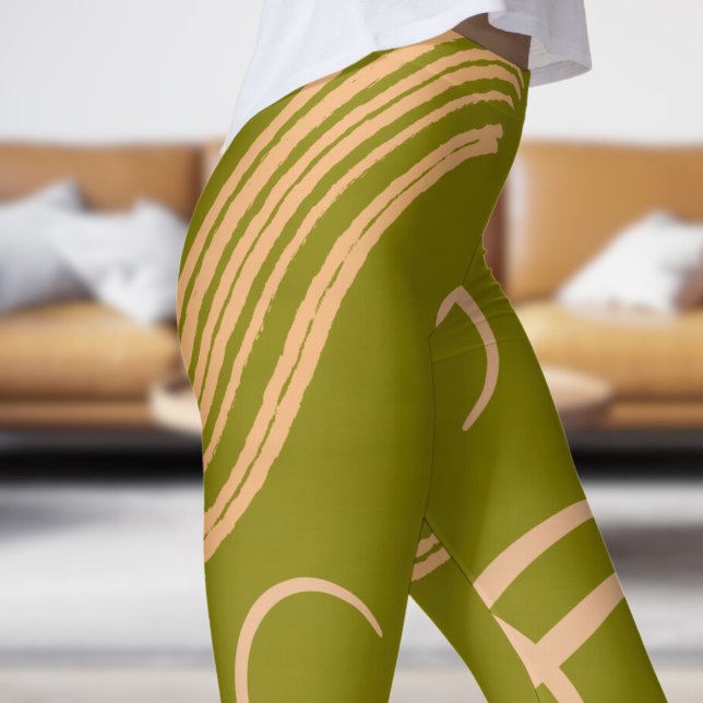 Leggings Impresionante Patrón de Swirl Verde en Oliva (Swirl on Olive)