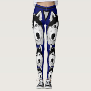 Leggings Impresionante pellejo de perro siberiano azul de l