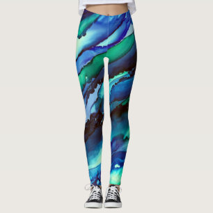 Leggings Impresionante pintura azul de tinta de alcohol