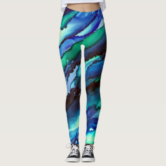 Leggings Impresionante pintura azul de tinta de alcohol
