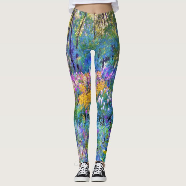 Leggings Impresionantes flores de paisaje de jardín colorid (Anverso)