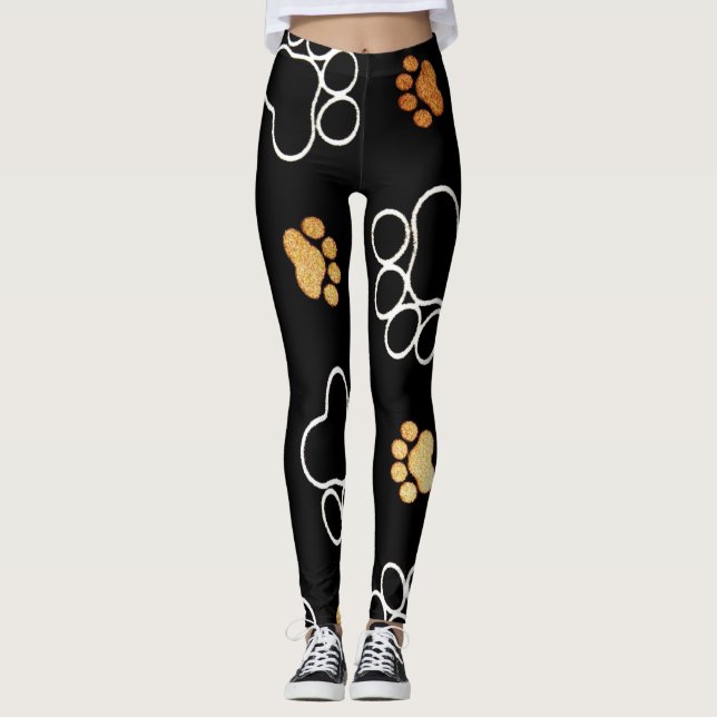 Leggings Impresiones de pie de perro Mascota (Anverso)