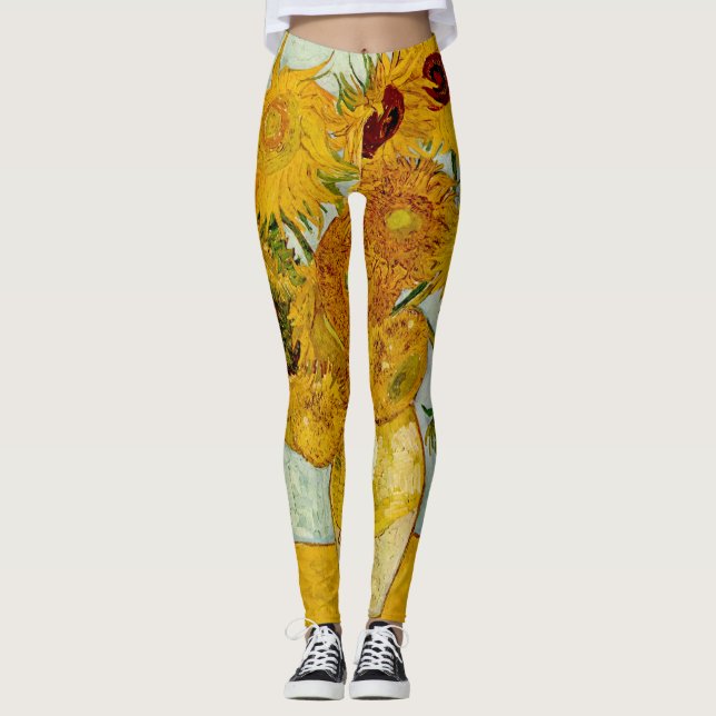 Leggings Impresionista de Vincent Van Gogh 12 Sunflowers (Anverso)
