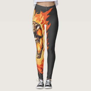 Leggings Incendio de cráneo retro de dinosaurio muerto quem