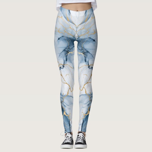 Leggings Increíble impresión de color Marble azul claro (Anverso)