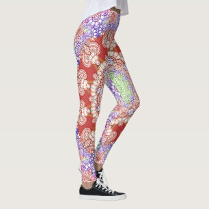 Leggings India estilo Mehndi Mandala - azul rojo