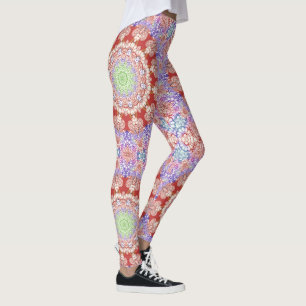 Leggings India estilo Mehndi Mandala - azul rojo