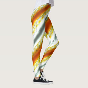 Leggings Indignantes rayas abstractas en naranja y gris