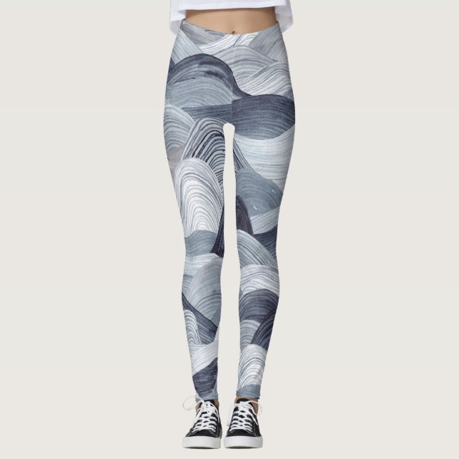 Leggings Indigo Watercolor Wave Seamless (Anverso)