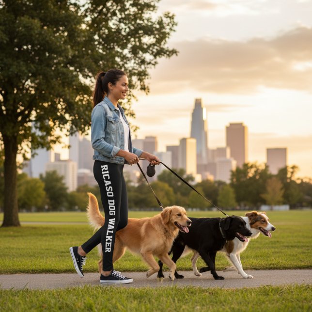 Leggings Información Empresarial Personalizada Hecha a Medi (Personalized Business Info Custom Made Leggings by Ricaso - change text to suit. Dog walker biz)