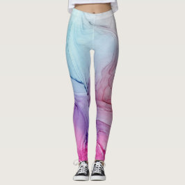 Leggings Ink Cloud Swirl Resumen Violet Blue Purple