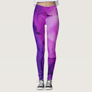 Leggings Ink Cloud Swirl Resumen Violeta Azul Profundo de m