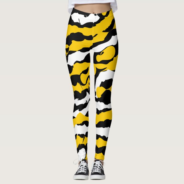 Leggings ink stripes yellow, black and white (Anverso)