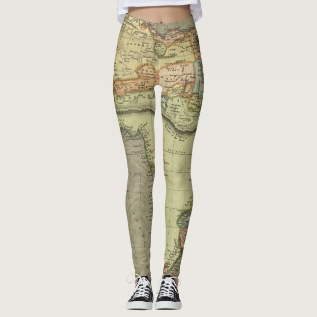 Leggings Inspiración de antiguo mapa antiguo (Anverso)